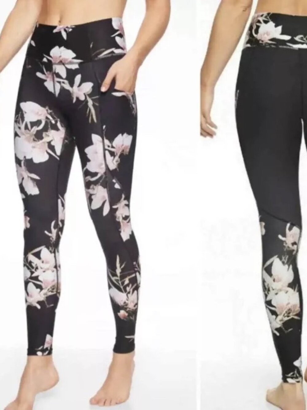 new Athleta Salutation Floral Stash Pocket Magnolia Tight Small